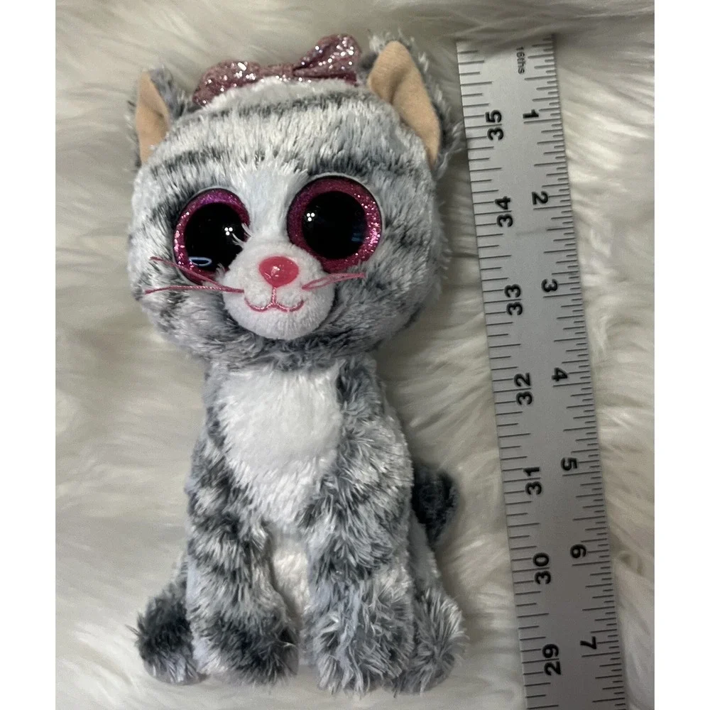 TY Silk Beanie Boos KIKI Grey Tabby Cat Kitten Plush 6